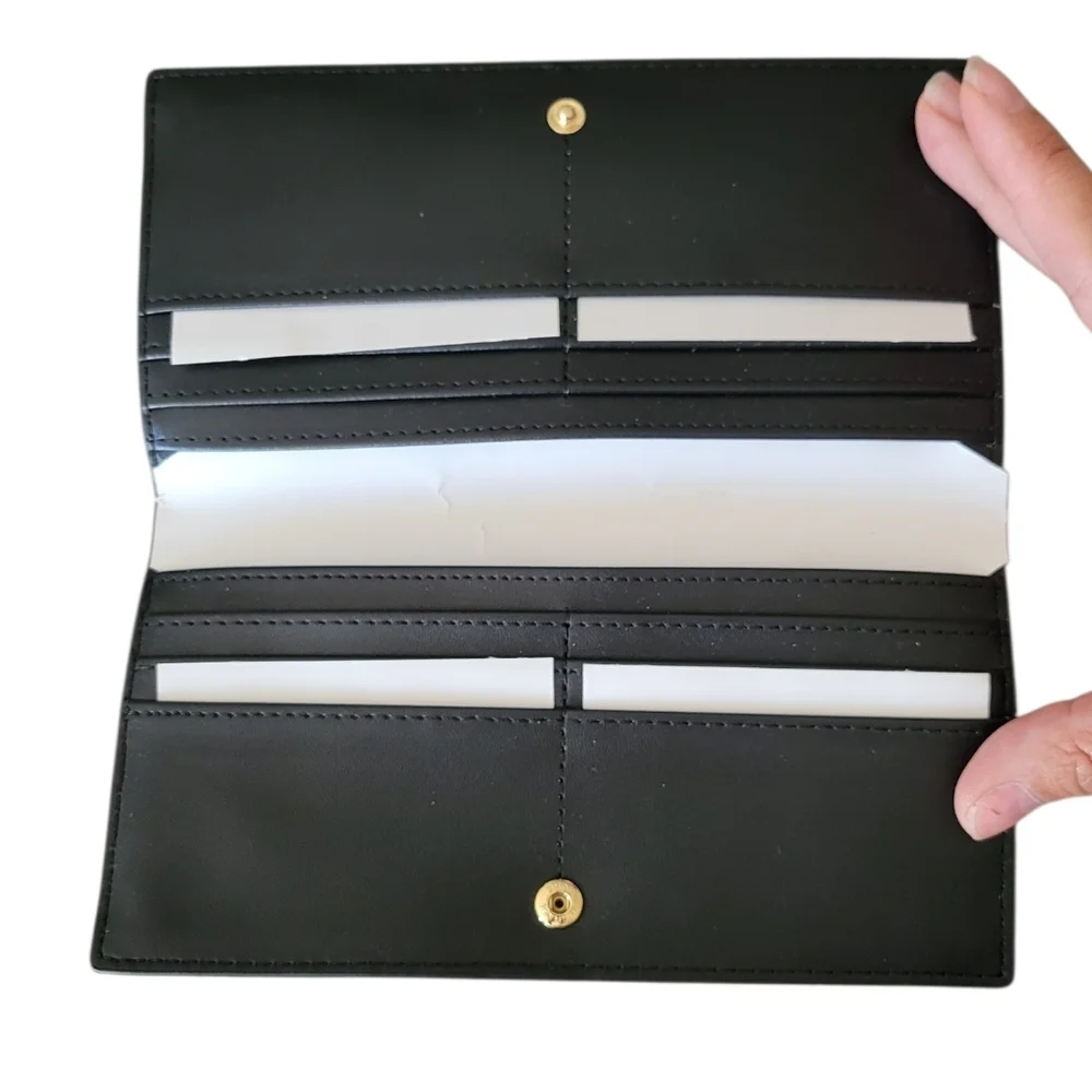 Michael Kors Black and White MK Logo Continental Wallet Leather